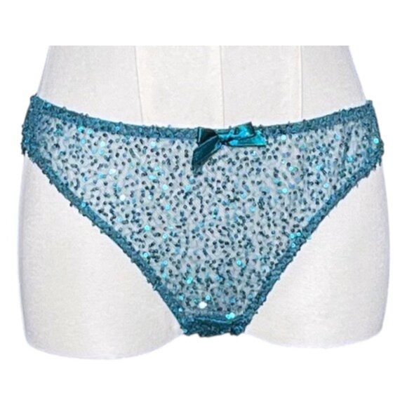 Agent Provocateur SET Soirée Czarinah Blue Sequin BRA 36DD BRIEF Large NWT - Picture 12 of 14